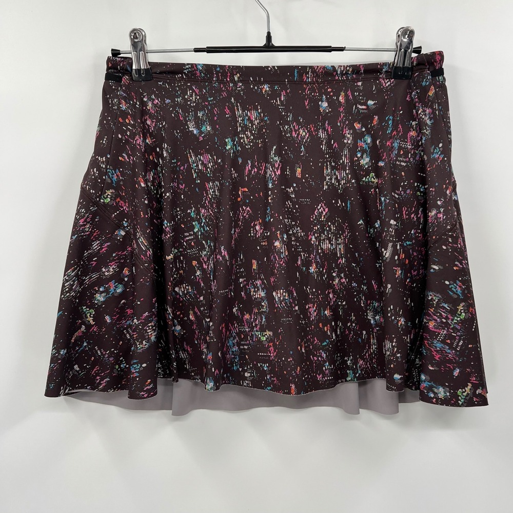 Athleta S Match Point Skort‎ Womens Brown Multi-Color Splatter Athletic Tennis